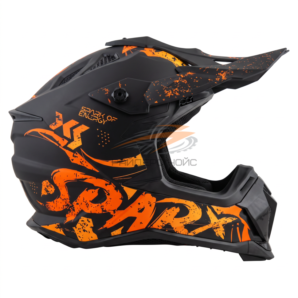 Шлем кроссовый Sparx Raptor River (черно-оранжевый), матовый Шлем кроссовый Sparx Raptor River (черно-оранжевый), матовый