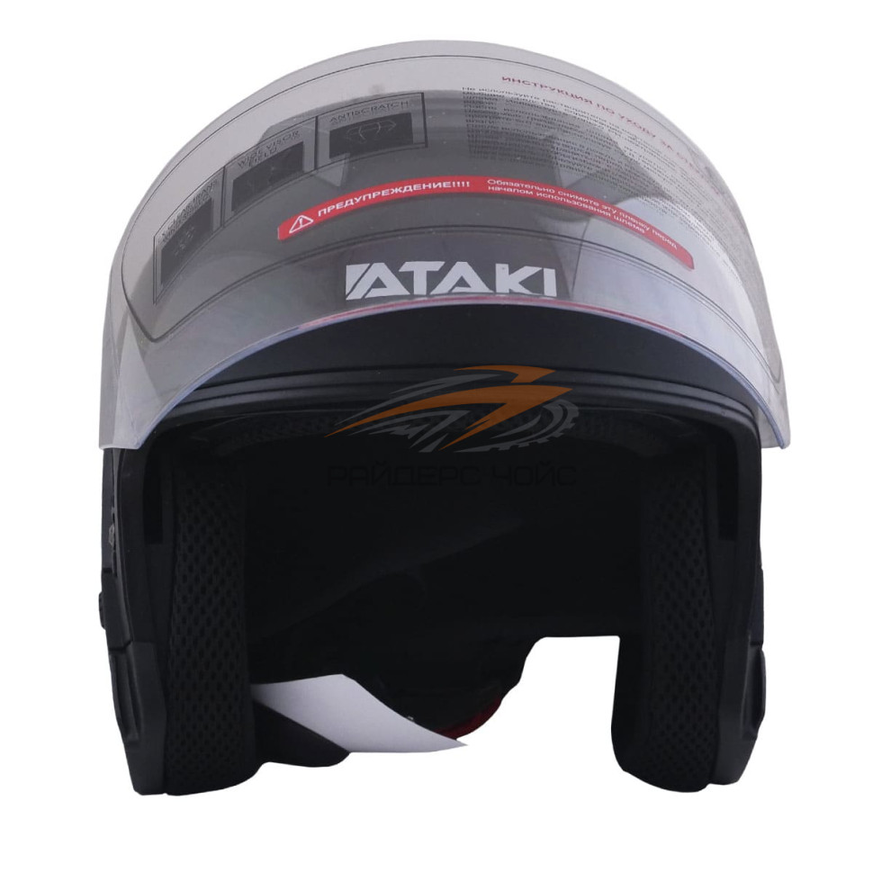 Шлем открытый со стеклом ATAKI JK526 Solid (черный), матовый Шлем открытый со стеклом ATAKI JK526 Solid (черный), матовый