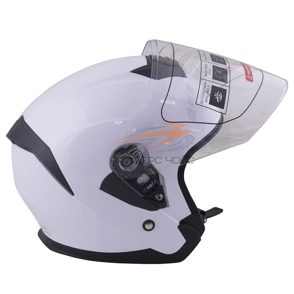 Шлем открытый со стеклом ATAKI JK526 Solid (белый), глянцевый Шлем открытый со стеклом ATAKI JK526 Solid (белый), глянцевый